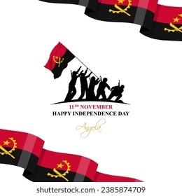 Vector illustration of Angola Independence Day social media feed template