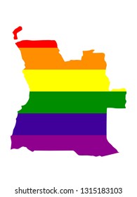 vector illustration of Angola map with LGBT flag