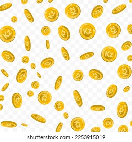 Vector illustration of Angolan kwanza currency. Flying gold coins on transparent background (PNG).