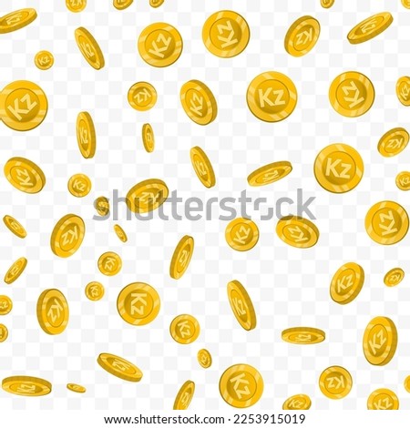 Vector illustration of Angolan kwanza currency. Flying gold coins on transparent background (PNG).