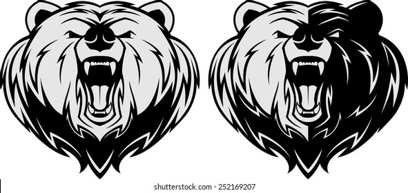 Vector Illustration, Angry Bear Head Mascot, Head Mascot