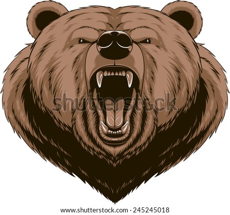 Vector illustration, Angry bear head mascot [[stock_photo]] © 