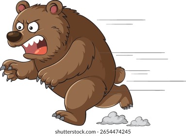 A vector illustration of an angry bear running quickly, showcasing dynamic motion lines and a cartoon style