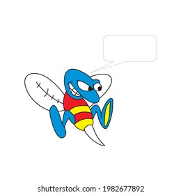 Vector illustration of angry bee cartoon