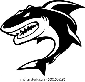 Vector Illustration Angry Black Shark Vector Stock Vector (Royalty Free ...