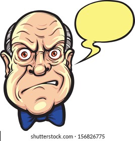 Vector illustration of angry boss face with speech bubble. Easy-edit layered vector EPS10 file scalable to any size without quality loss. High resolution raster JPG file is included. 