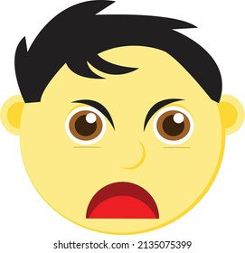 Vector Illustration Of Angry Boy Facial Expression Series Graphic Illustration. Perfect For Emoticons, Company Logos, Product Logos