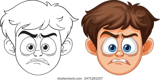 Vector illustration of an angry boy's face