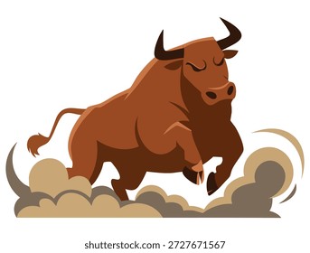 Ilustração vetorial de um touro irritado atacando em espanhol corrida estilo cartoon perfeito para tradicional tourada cultural festival e projetos de eventos