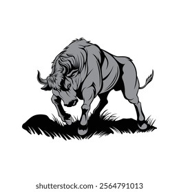 vector illustration angry bull isolated