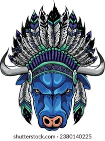 vector illustration of Angry bull mascot on white background