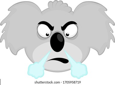 Vector illustration of an angry cartoon koala's face