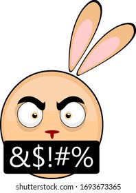 Vector illustration of an angry cartoon rabbit face