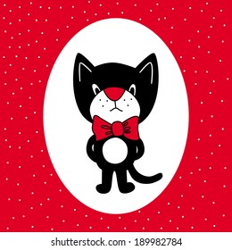The vector illustration with angry cat