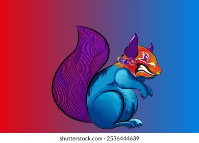 vector illustration of angry character squirrel