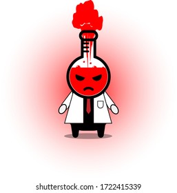 Vector illustration of an angry chemical bottle character