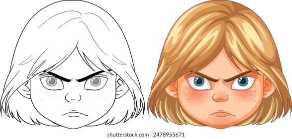 Vector illustration of an angry child's face