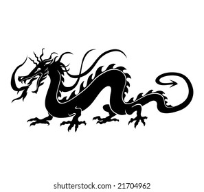 Vector  Illustration of angry chinese dragon in a tattoo/ tribal style