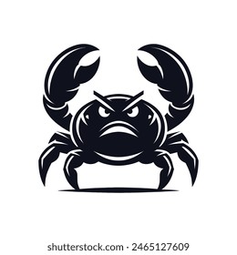 Vector Illustration of an Angry Crab Silhouette Marine Life Clipart for Coastal Designs and Seafood Themes