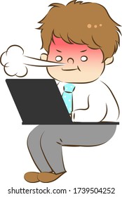 Vektor-Abbildung von wütenden und aufgeregten Gesicht und PC und Anzügen