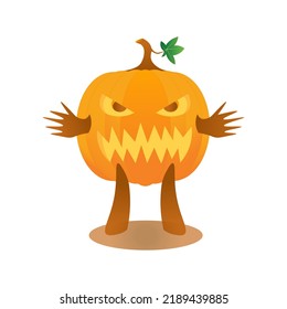 Vector illustration of angry expression pumpkin head character design. Flat vector illustration. Flat illustration on white background for decoration design.