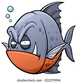 Vector illustration of angry fish cartoon