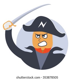 vector illustration of angry general Napoleon who pulls his sword up