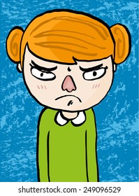 Vector illustration of an angry girl