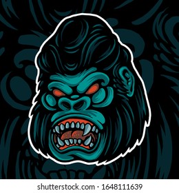 Vector Illustration Of Angry Gorilla Head