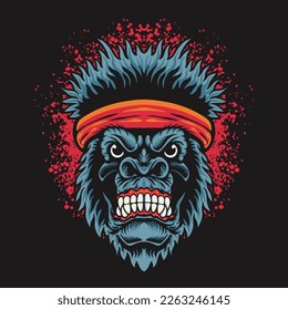 Vector Illustration of Angry Gorilla Head Vector