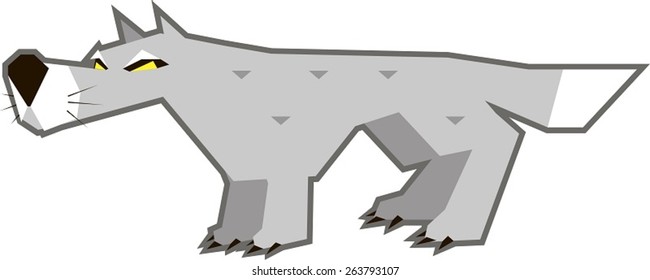 Vector illustration of an angry gray wolf with yellow eyes
