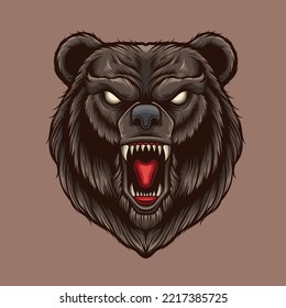 Vector Illustration Of Angry Grizzly Bear