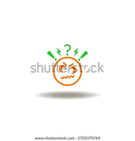 Vector illustration of angry irritated exclaiming face. Icon of  hate. Symbol of  negative reaction. Sign of hating expression.