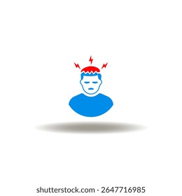 Vector illustration of angry or irritated person (man) with head explosion and lightnings. Symbol of nervous breakdown.
