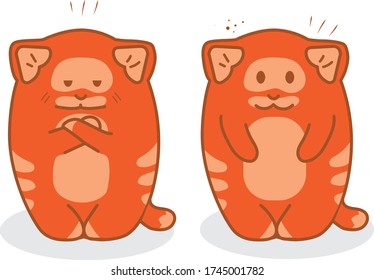 vector illustration angry and kind cat