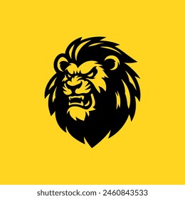 Vector illustration of angry lion head logo mascot