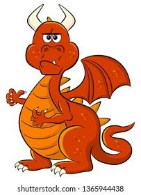 vector illustration of a angry looking cartoon dragon