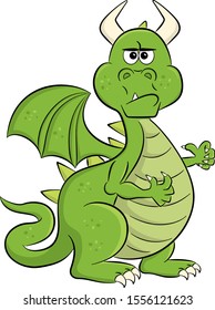 vector illustration of a angry looking cartoon dragon