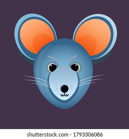 
Vektorgrafik einer wütenden Maus. Cartoon Charakter Design, Gesicht mit Emotionen