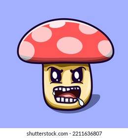 Vector illustration of angry mushroom for halloween decoration