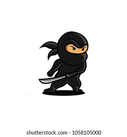 Vector Illustration of Angry Ninja with Sword