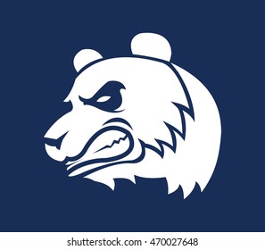 A vector illustration of angry panda head silhouette. 