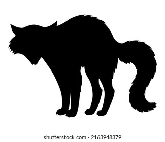 Vector Illustration Of Angry, Perverted Cat Silhouette Icon