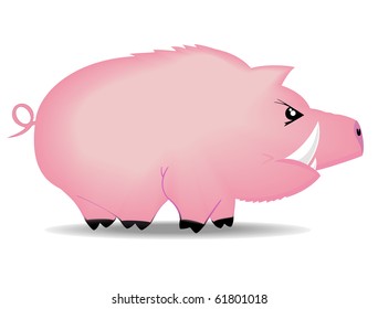 vector illustration of angry pig