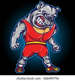 vector illustration of angry pit bull wearing sport gear