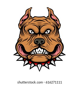 Vector illustration of a angry pit bull dog head