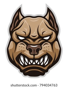 Vector illustration of angry pitbull face. Can be used as mascot.