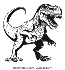Vector illustration of Angry Raptor with a big mouth open and sharp teeth on the White Background. Hand-drawn illustration for mascot sport logo icon poster emblem t-shirt printing tees. Vector Logo