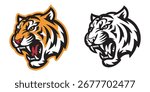 Vector illustration of an angry roaring tiger head