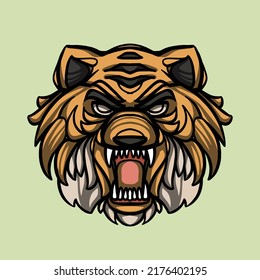 Ilustración del vector cabeza de tigre enojada